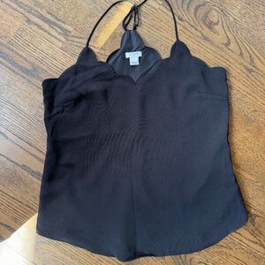 J Crew Factory Black Scalloped Tank